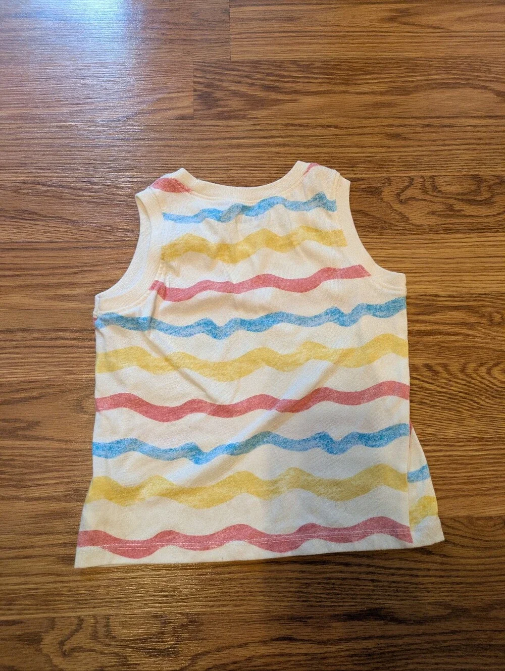 Old Navy Cream Tank with Blue, Yellow & Pink Wavy Stripes, 3T